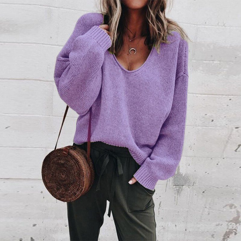 Philippa Oversized Knit Sweater with V-Neck