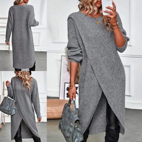 Edelinde Ribbed Knit Long Sweater Dress