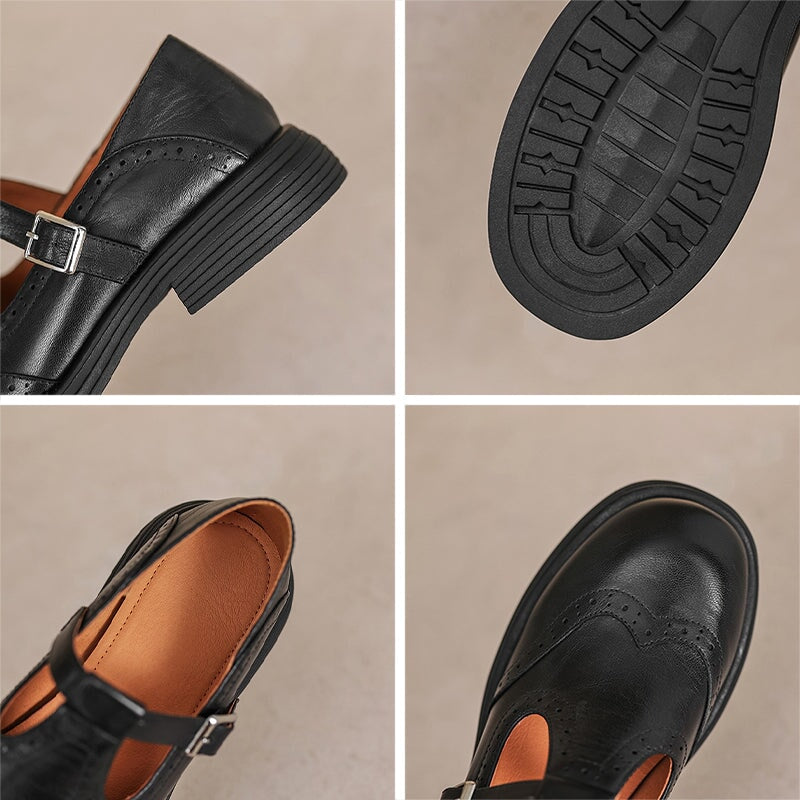 Xene Brogue Mary Jane Flats