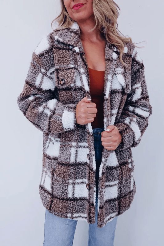 Basilia Checkered Button-Down Cardigan