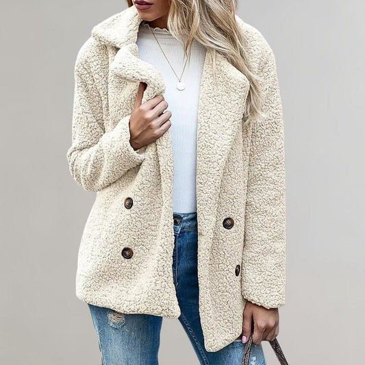 Cateline Double-Breasted Teddy Blazer Jacket