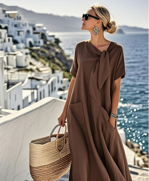 Allegra Tie Neck Maxi Dress