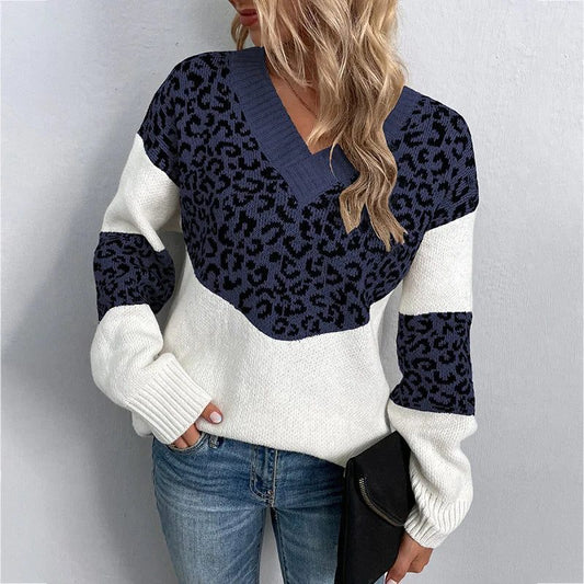 Agathis Leopard Print Sweater with V-Neck