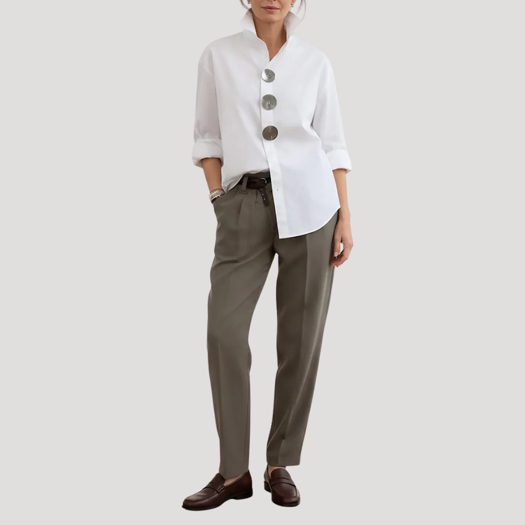 Nichola Oversized Blouse with Button-Down Collar
