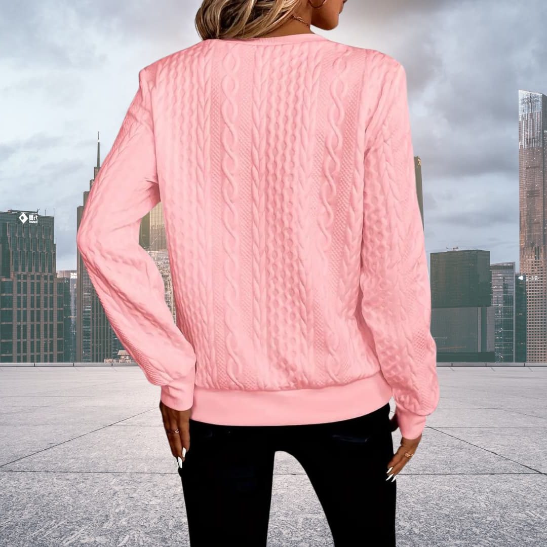 Clothilde Cable Knit Zip-Up Sweater