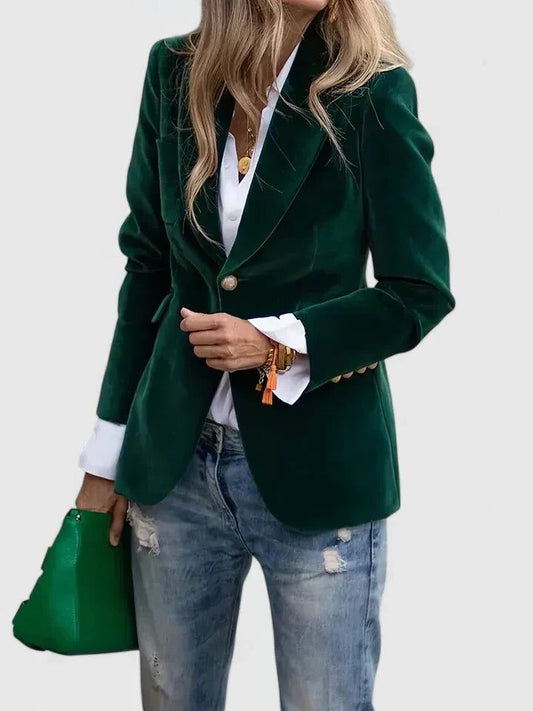 Celestria Velvet Blazer with Notch Lapel