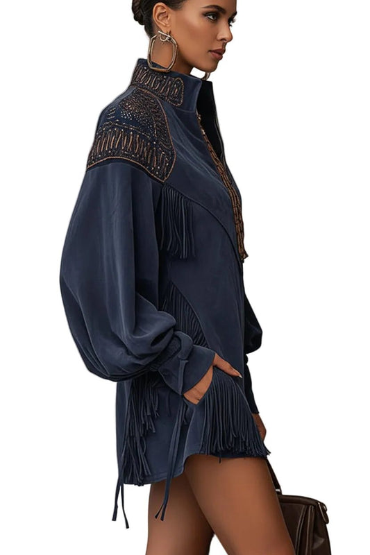Amaryllis Suede Mini Dress for Festivals, Tassel Fringe
