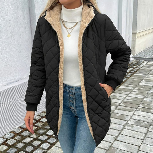 Oriande Quilted Longline Puffer Coat with Hood