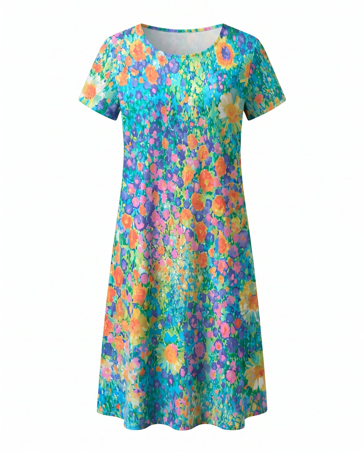 Roshanak Midi Dress with V-Neck and Short Sleeves
