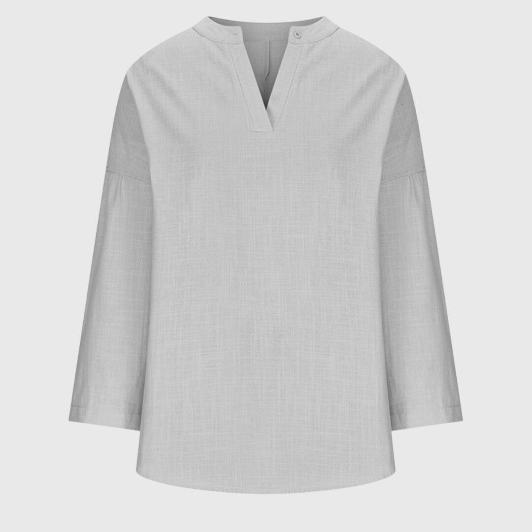 Xiomara Tunic Shirt with V-Neck and Long Sleeves