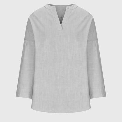 Xiomara Tunic Shirt with V-Neck and Long Sleeves