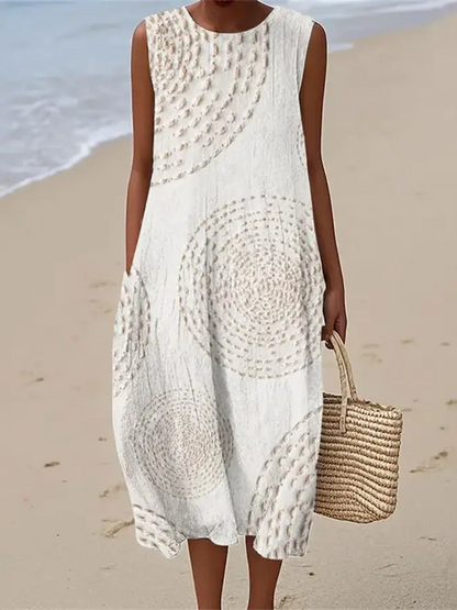 Leonarde Embroidered Sleeveless A-Line Midi Dress