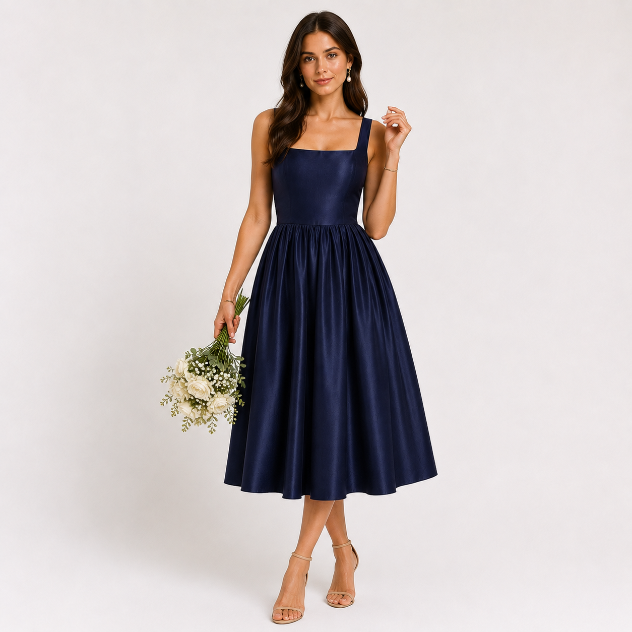 Celestine Blue Slip A-Line Midi Dress