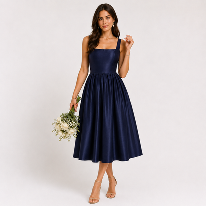 Celestine Blue Slip A-Line Midi Dress