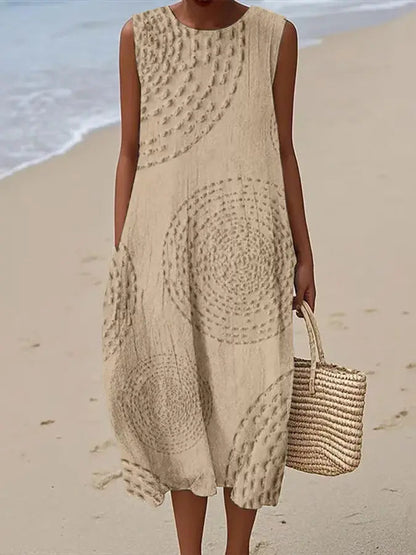 Leonarde Embroidered Sleeveless A-Line Midi Dress