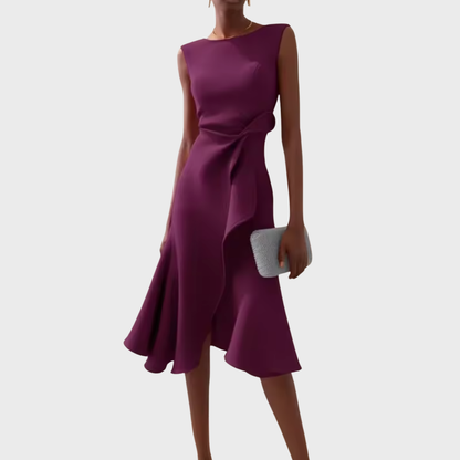 Carminda A-Line Midi Dress with Wrap Detail