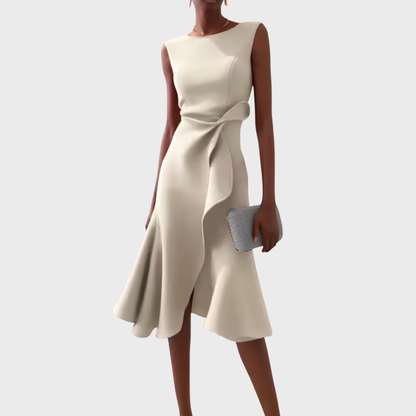 Carminda A-Line Midi Dress with Wrap Detail