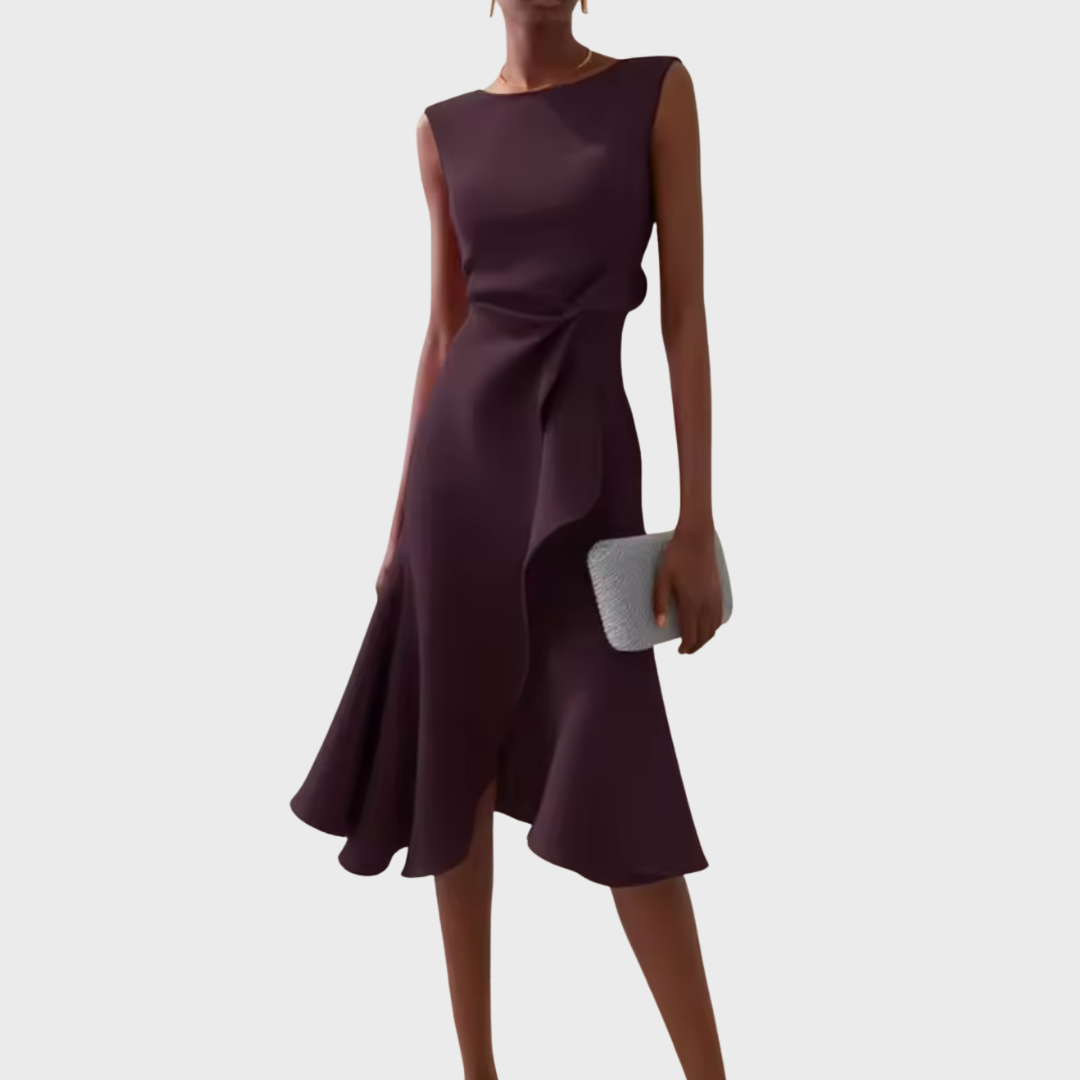 Carminda A-Line Midi Dress with Wrap Detail