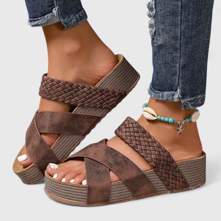 Dhuoda Woven Cross Strap Platform Sandals