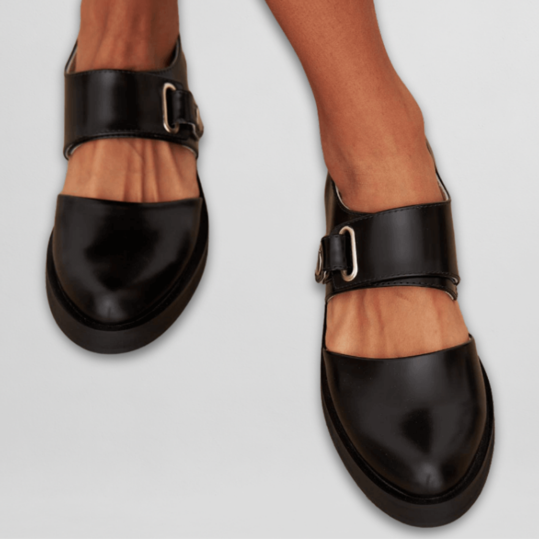 Besiana Buckle Mary Jane Platform Flats