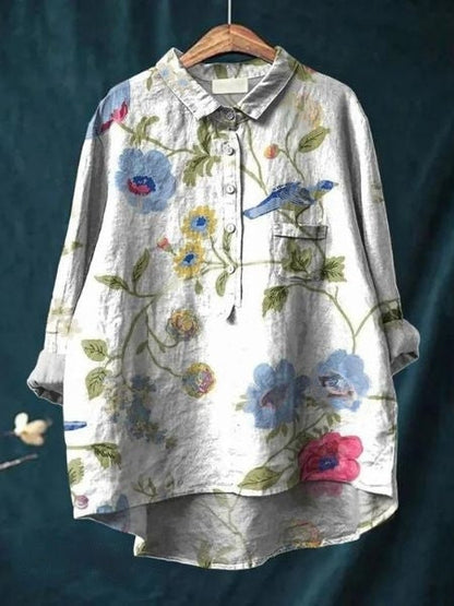 Caroline | Floral Oversized Collar Blouse for Women