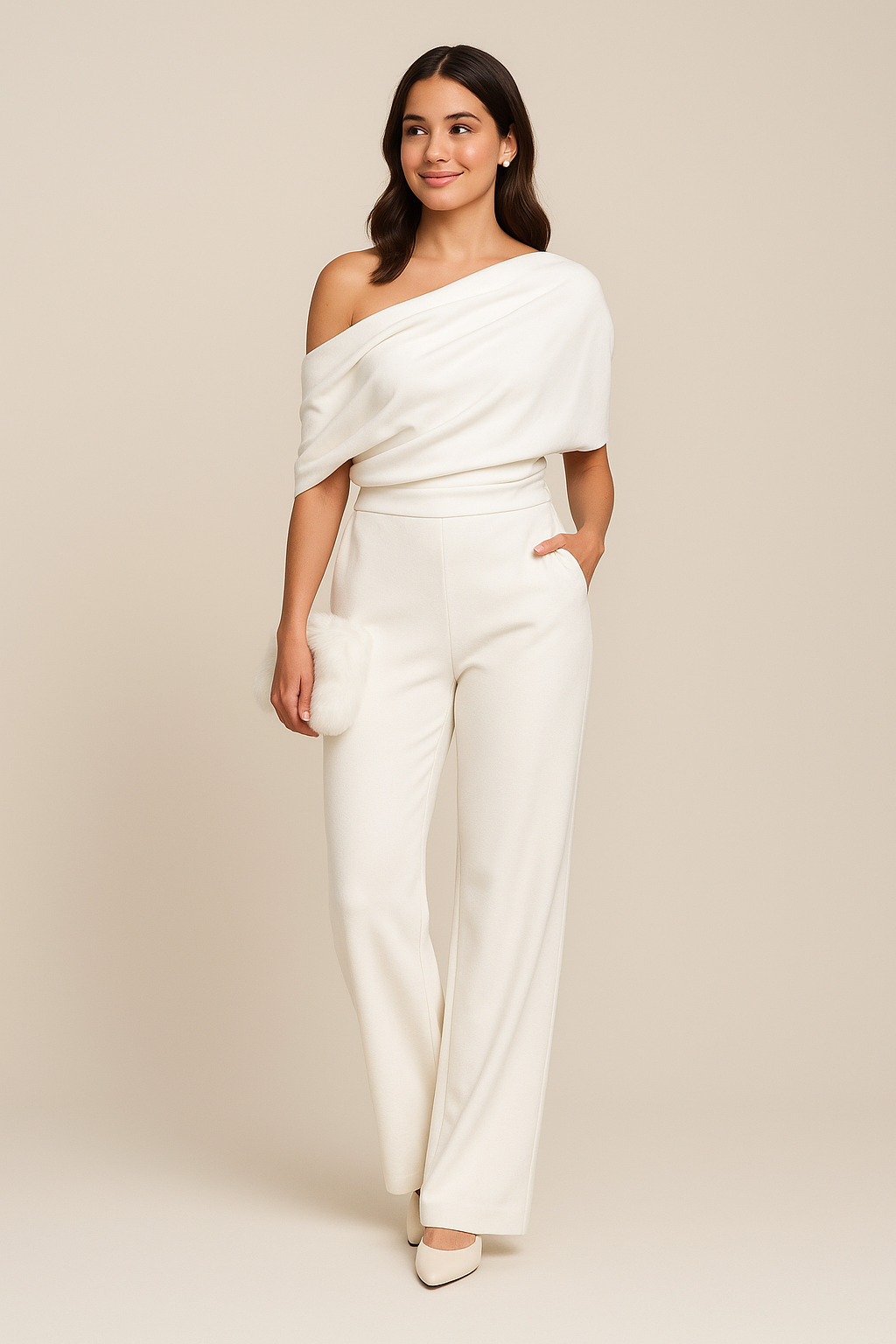 Vrouwke One-Shoulder Wide Leg Jumpsuit
