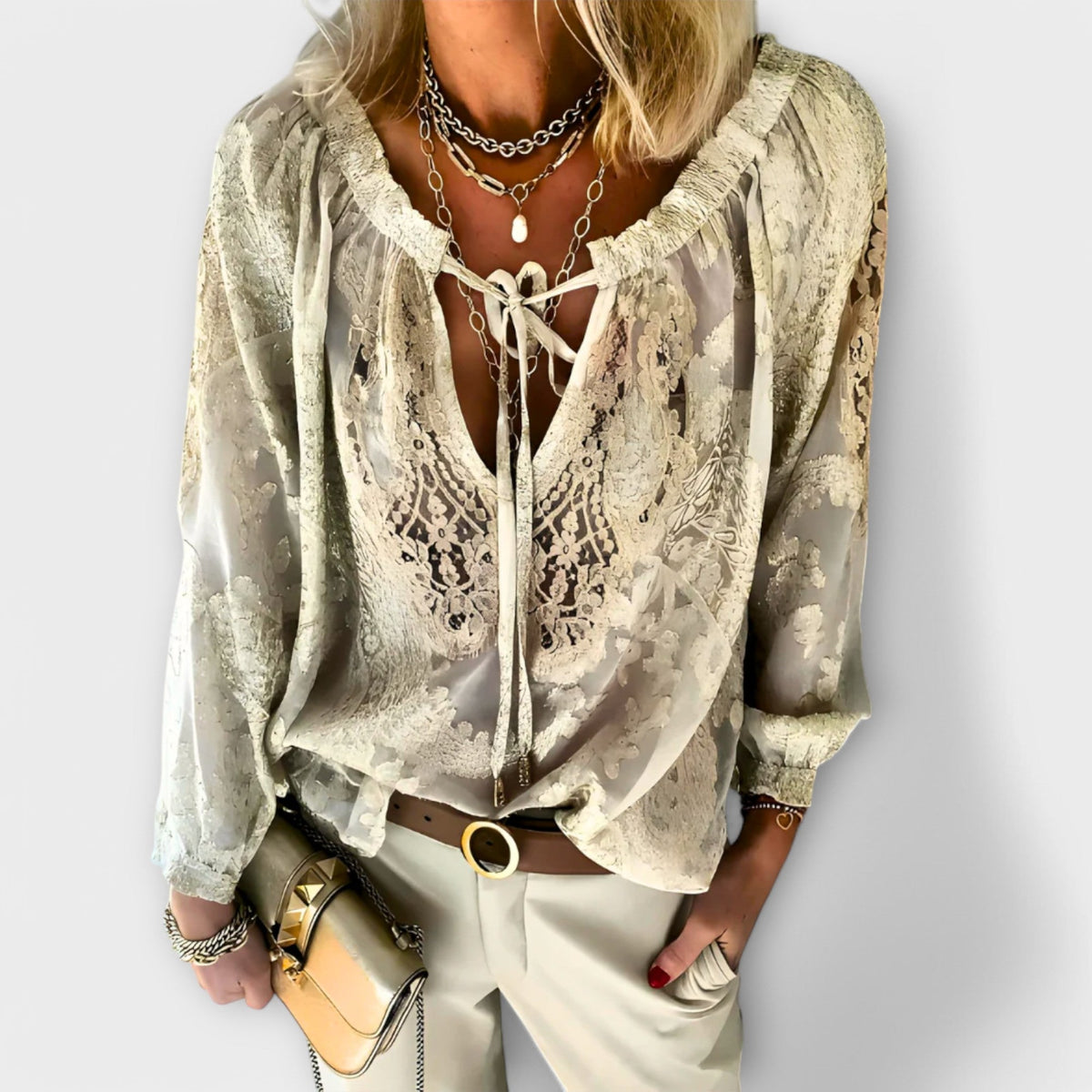 Luitgard V-Neck Lace Blouse