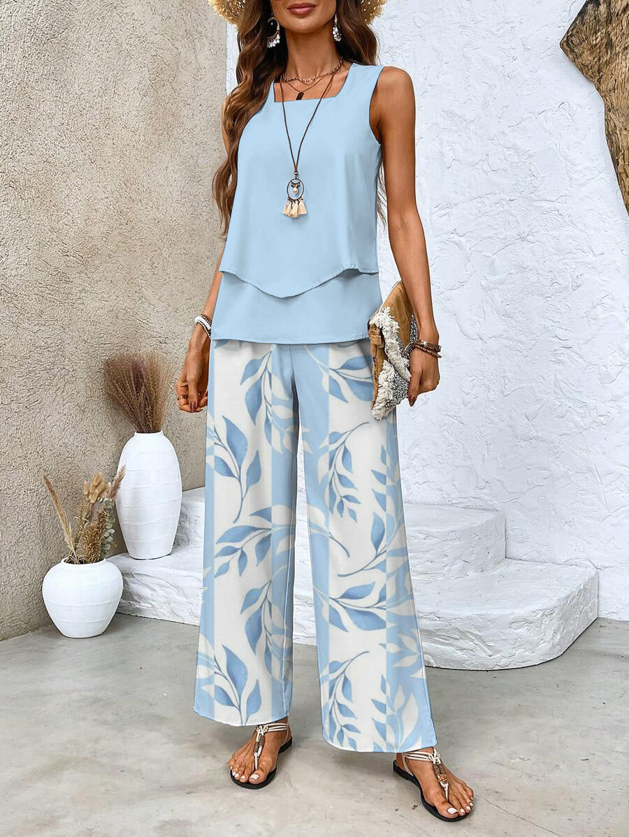 Kaarina Wide Leg Floral Print Two-Piece Set