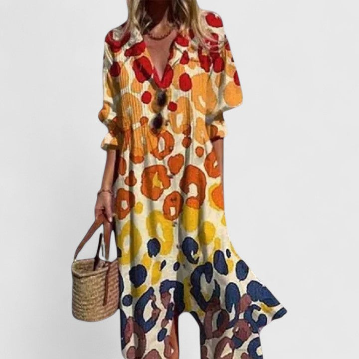 Yasmina Maxi Shirt Dress with Button-Down Front