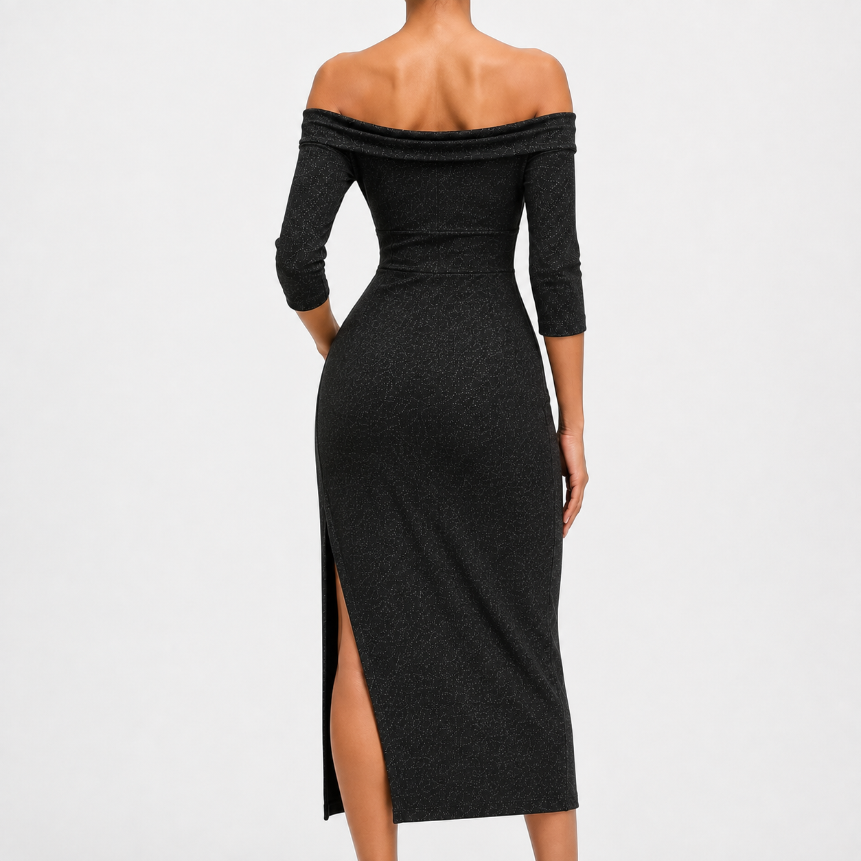 Elodie Elegant Off-Shoulder Midi Dress