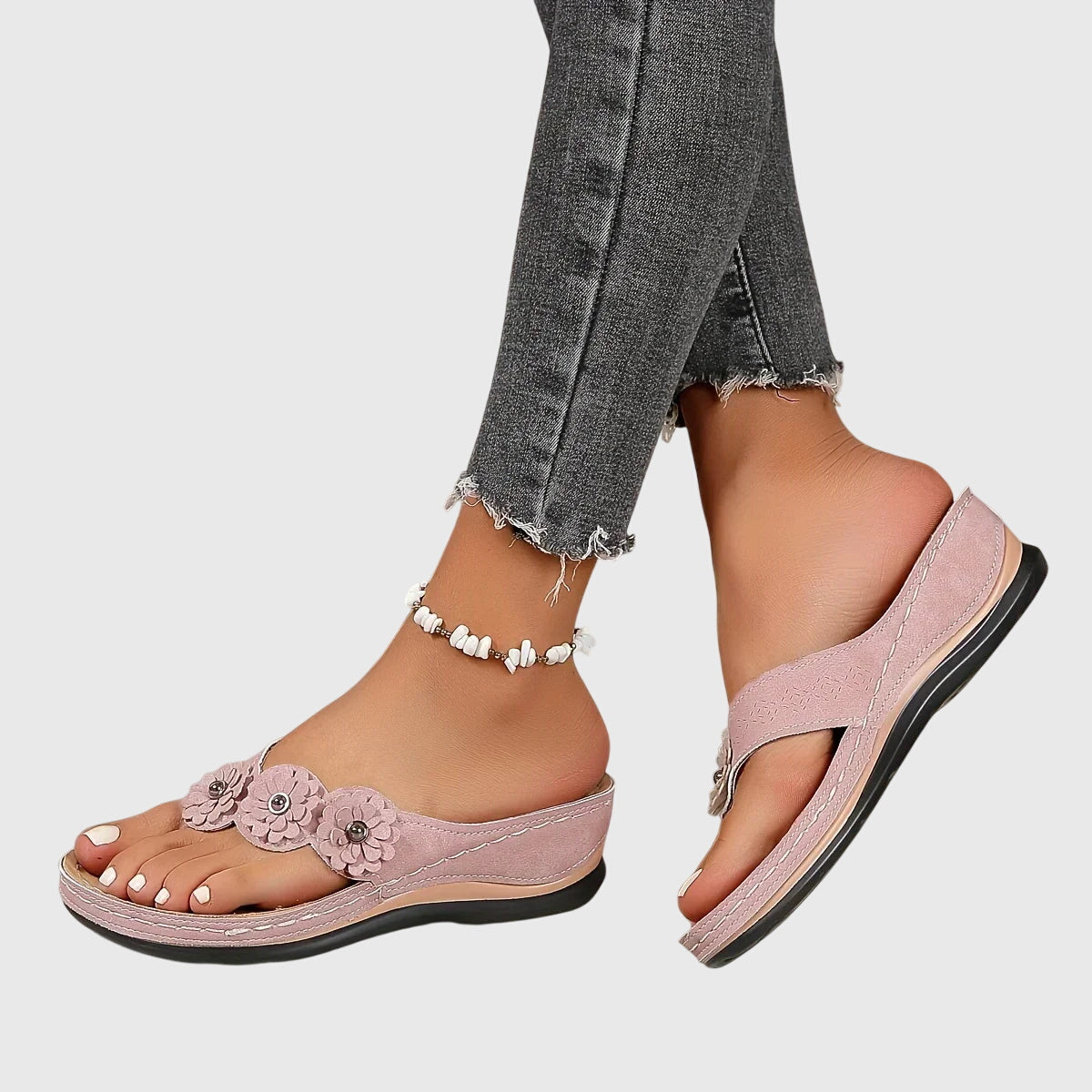 Huguette Flower Embellished Thong Sandals