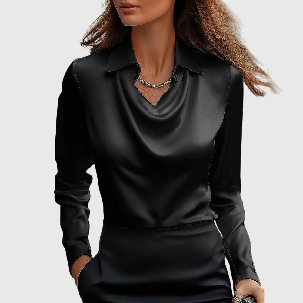 Zemyna Blouse with Cowl Neck and Long Sleeves