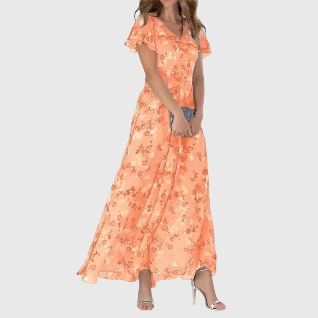 Mencia Floral Maxi Dress with V-Neck