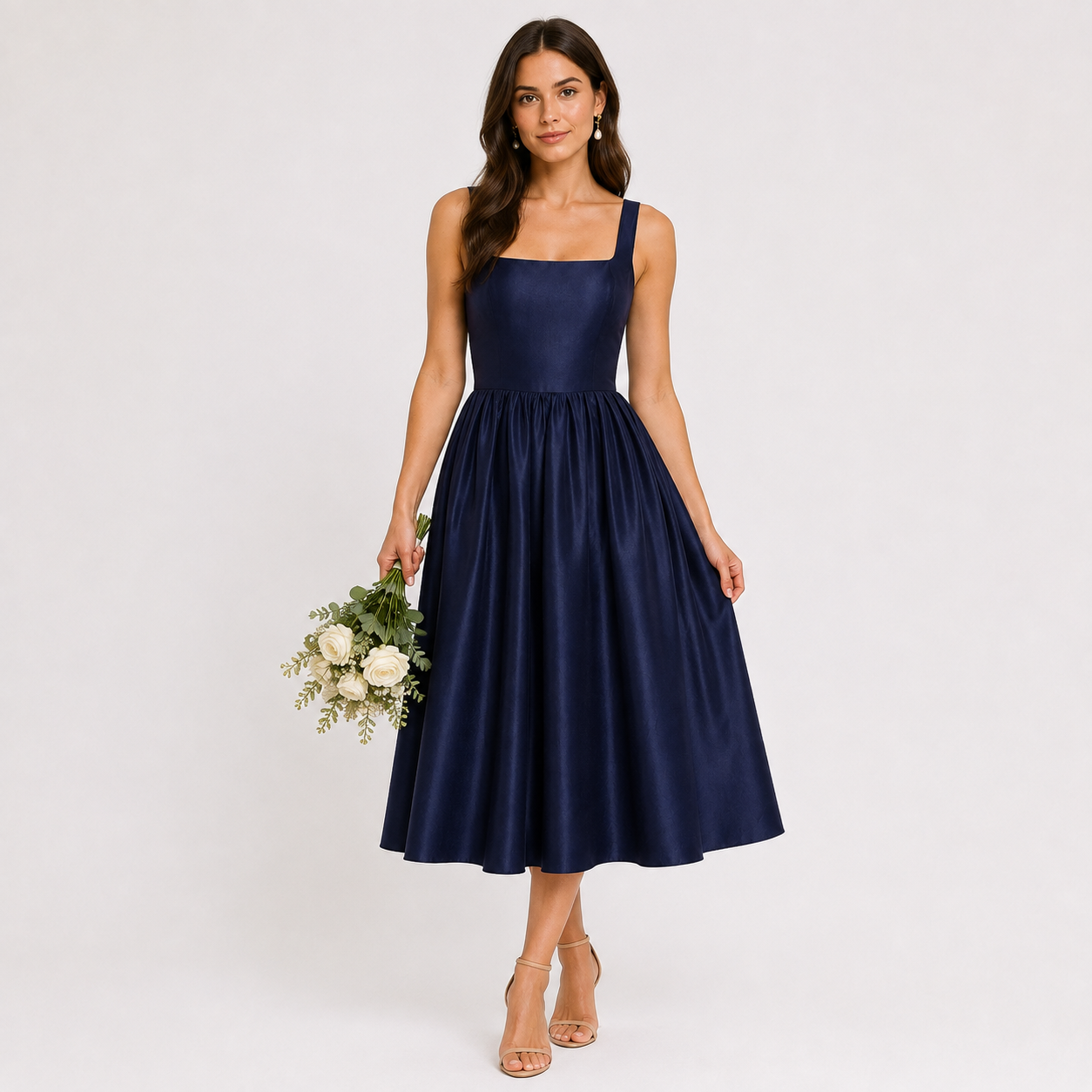 Celestine Blue Slip A-Line Midi Dress