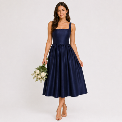Celestine Blue Slip A-Line Midi Dress