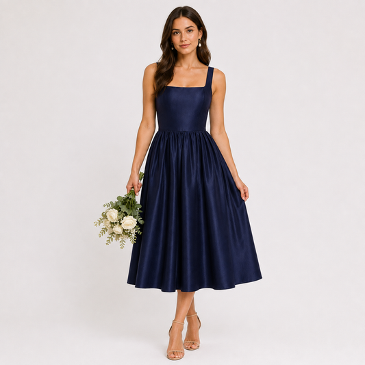 Celestine Blue Slip A-Line Midi Dress