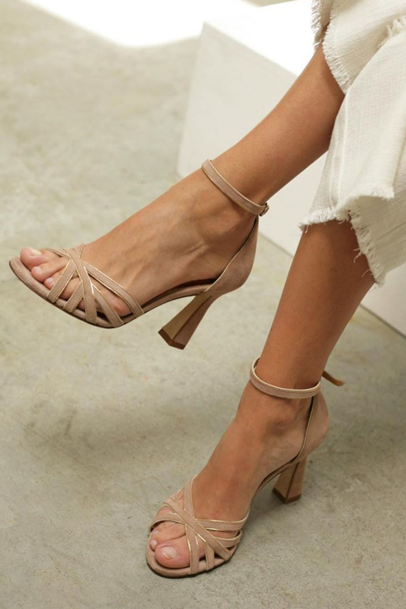 Prokopia Ankle Strap Peep Toe Block Heel Sandals
