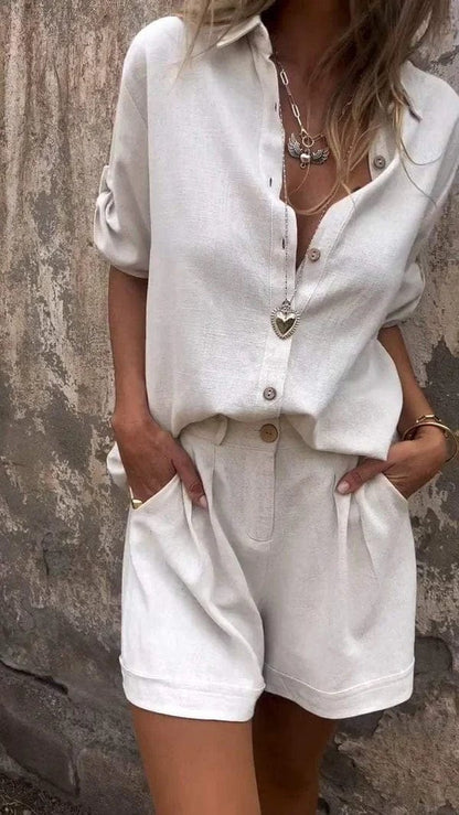 Zarrin Button-Down Shorts Set
