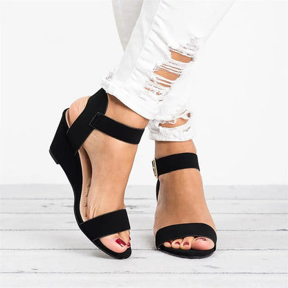 Phaidra Wedge Sandals with Open Toe and Ankle Strap