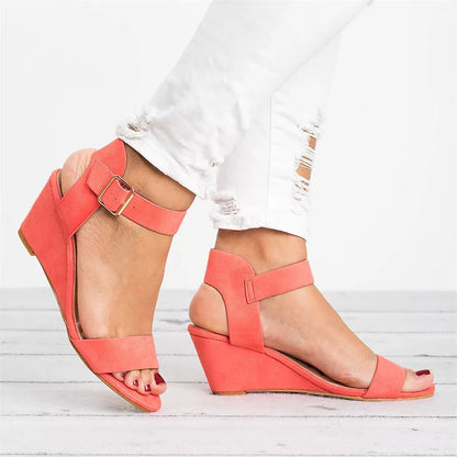Phaidra Wedge Sandals with Open Toe and Ankle Strap