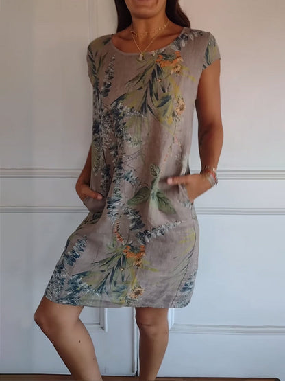 Rengarda Floral Shift Dress with Short Sleeves