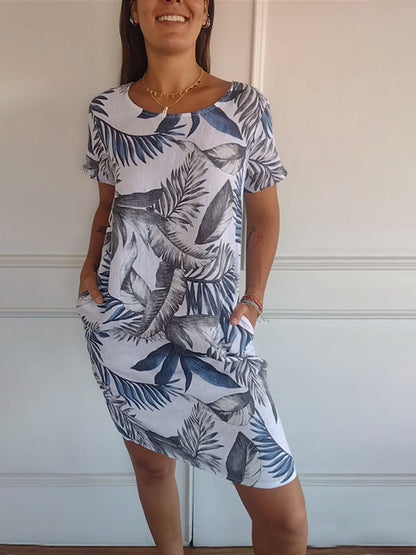 Rengarda Floral Shift Dress with Short Sleeves