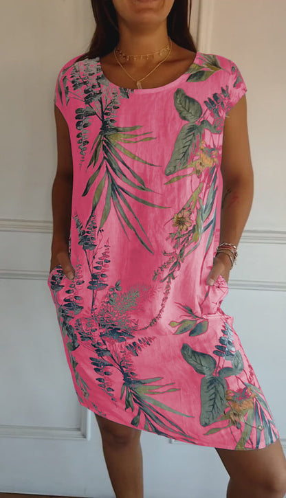 Rengarda Floral Shift Dress with Short Sleeves
