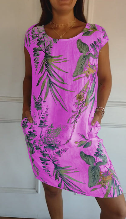 Rengarda Floral Shift Dress with Short Sleeves