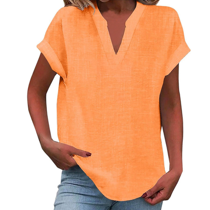 Iracema Blouse with V-Neck and Short Sleeves