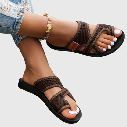 Avoise Woven Strappy Slide Sandals