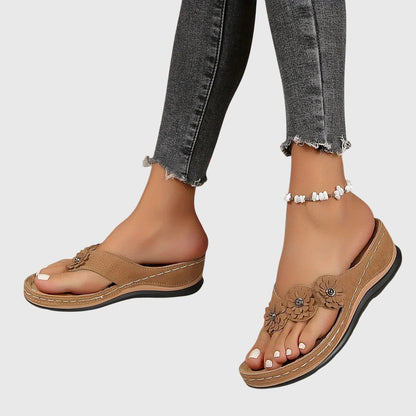 Huguette Flower Embellished Thong Sandals