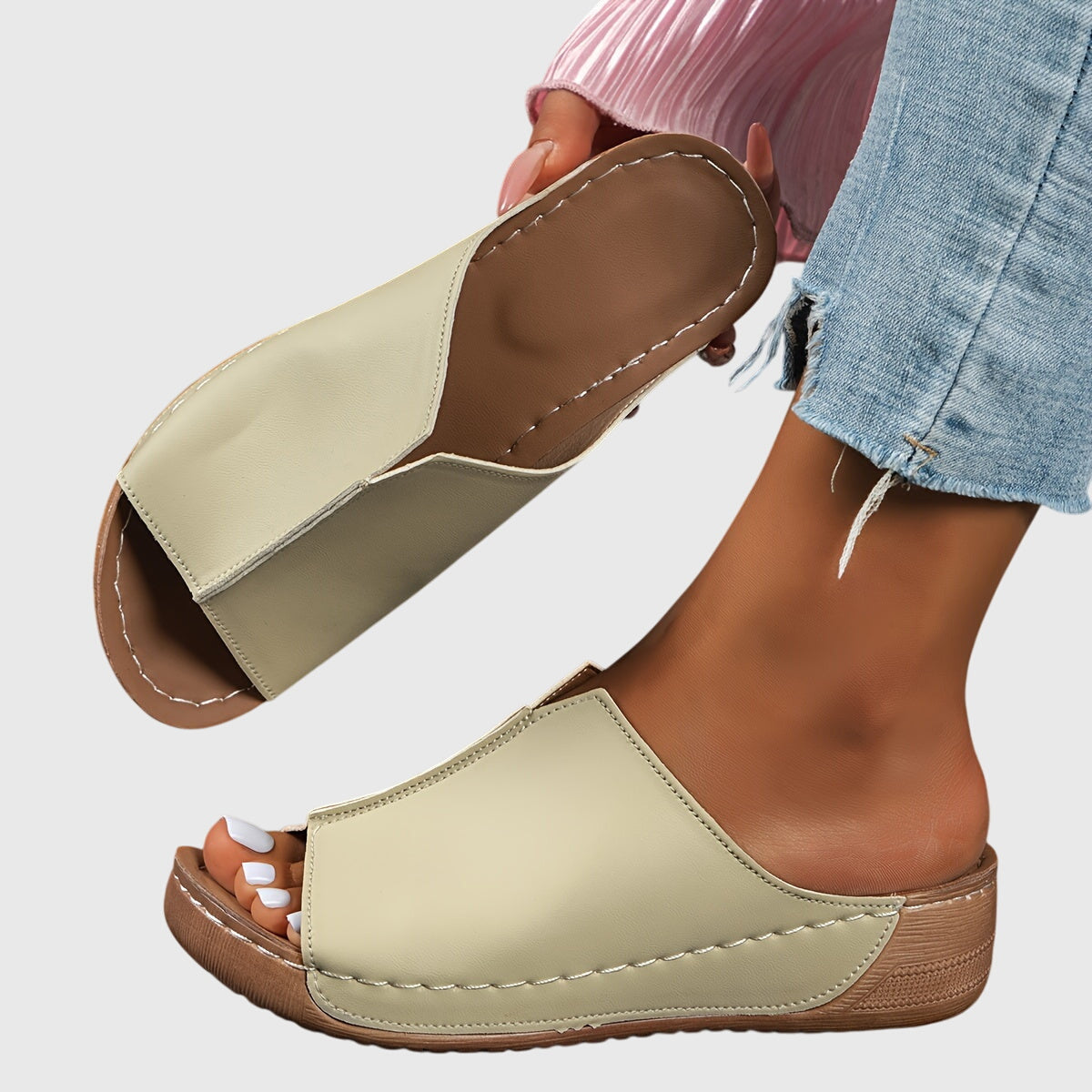 Theudelinde Open Toe Platform Slide Sandals