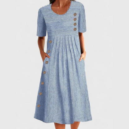 Plectrude Striped Button-Front Midi Dress