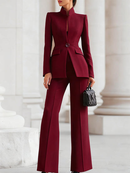 Ermessenda Blazer Suit Set with Long Sleeves